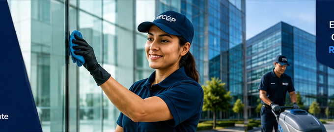 Personal de SECOP realizando servicios de limpieza profesional