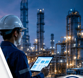 Especialista de OrbiTek trabajando en una instalación industrial